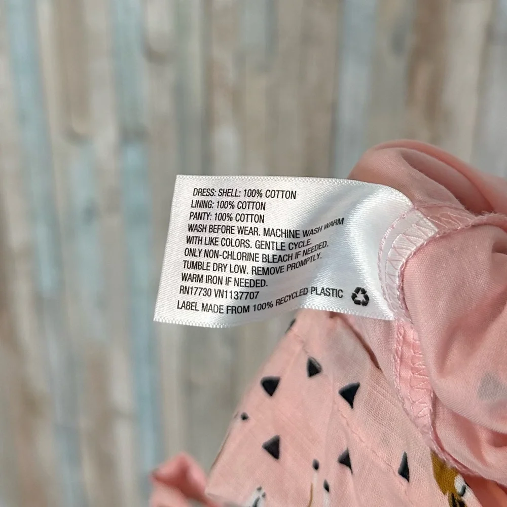 Osh Kosh 18M Genuine Kids Girls Gazelle Novelty Print Bow Tie Front Dress‎ Pink